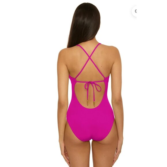 Becca by Rebecca Virtue Code Swimsuit Sz M Cut Out Color Green $148 NWT - Picture 4 of 9